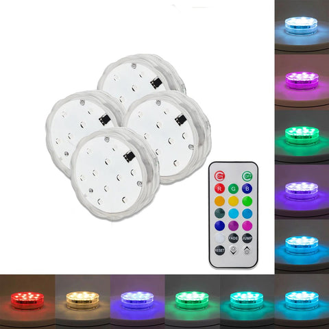(4 Pack) Multicolor Accent Submersible Waterproof LED Lights Remote Controlled