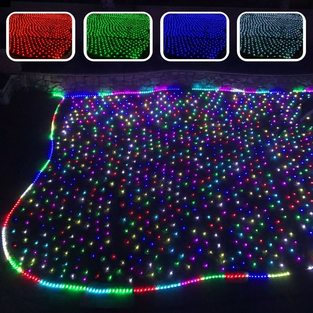 Color Changing RGB LED Net Mesh Lights, Outdoor Curtain Hanging Fairy ...