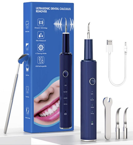 Ultrasonic Dental Calculus Remover Teeth Cleaning Kit, Portable Professional Plaque Tartar Remover with 4 Modes and Replaceable Clean Heads