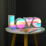 Light Up LED Love Sign Decoration Lights Neon Letters Ambient Lighting, Standing/Hanging, Battery & USB Power, Rainbow