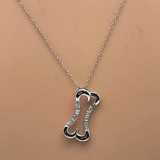 Sterling Silver 1/10ct Genuine Diamond Dog Bone Pendant