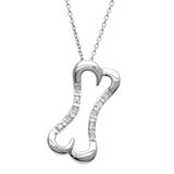 Sterling Silver 1/10ct Genuine Diamond Dog Bone Pendant