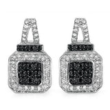 1/4CT Black & White Diamond Earrings in Sterling Silver