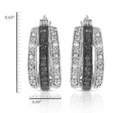 1/4CTW Black and White diamond Huggie Earring in Sterling silver