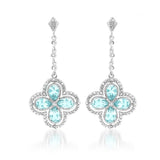 Blue & White Topaz and Diamond accent  Dangle Drop Earrings in Sterling silver