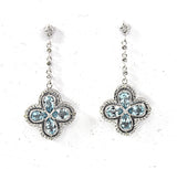 Blue & White Topaz and Diamond accent  Dangle Drop Earrings in Sterling silver