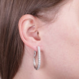 Lab Created  White Sapphire Hoop Earrings in Sterling silver