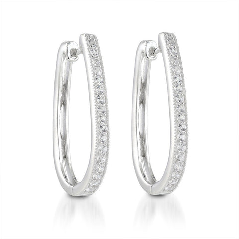 Lab Created  White Sapphire Hoop Earrings in Sterling silver