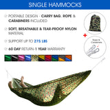 Yes4All Camo Single Lightweight Nylon Camping Hammock with Carry Bag