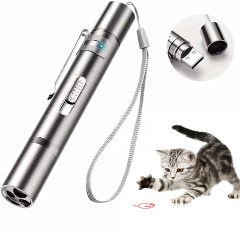 Cat Laser Pointer, Red Light Pointer, Pet Interactive Toy for Cats and Dogs with 3 Modes and USB Recharge