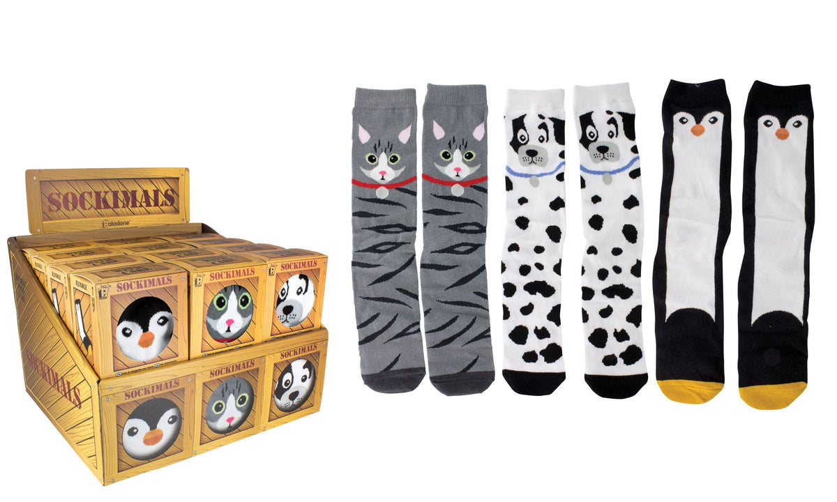 (3 Pack) Sockimals Ladies Animal Face Socks with Gift Boxes, One Size
